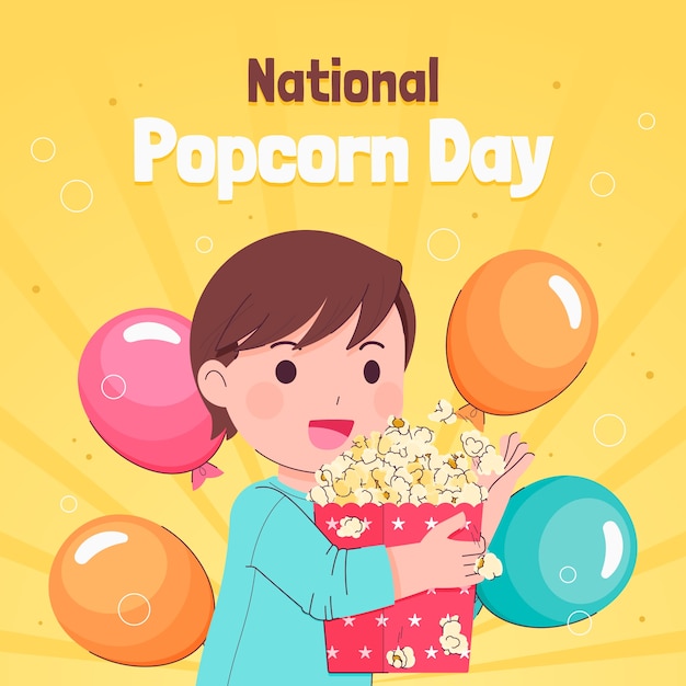 Plik wektorowy płaska ilustracja narodowego dnia popcornu
