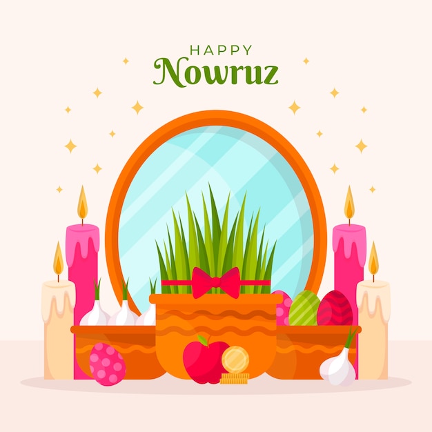 Płaska ilustracja nowruz