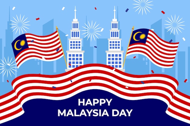 Płaska ilustracja obchodów dnia Malezji