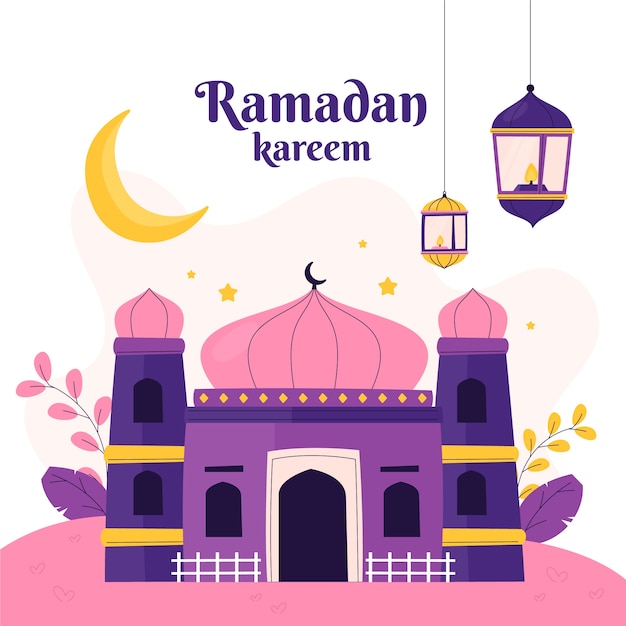 Płaska Ilustracja Obchodów Ramadanu