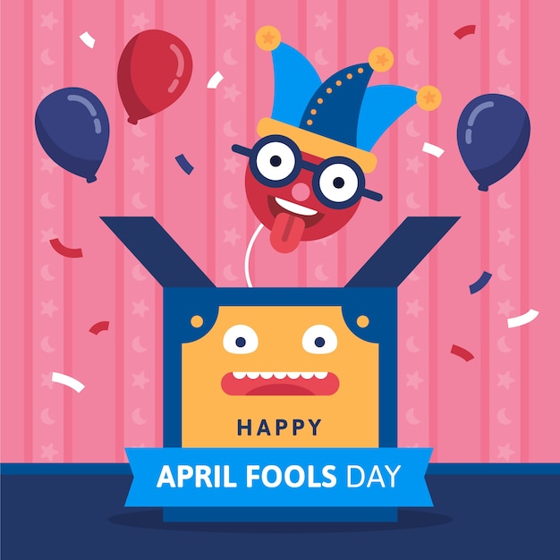 Płaska ilustracja prima aprilis