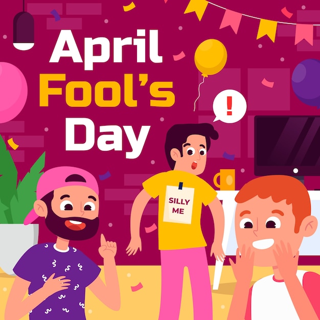Płaska ilustracja prima aprilis