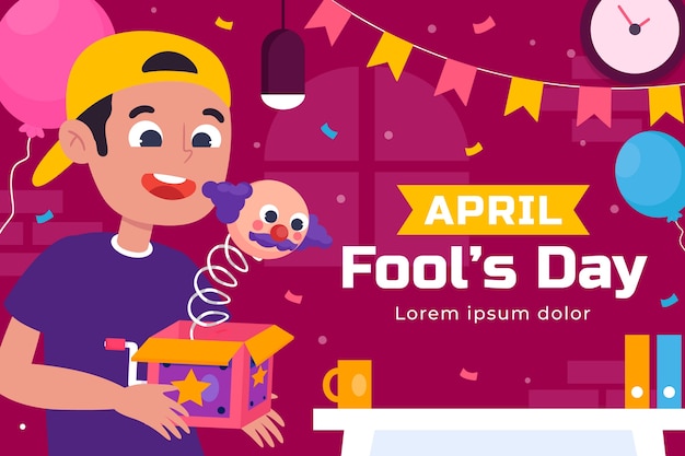 Płaska ilustracja prima aprilis
