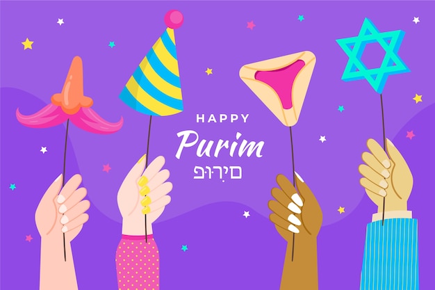 Płaska ilustracja purim