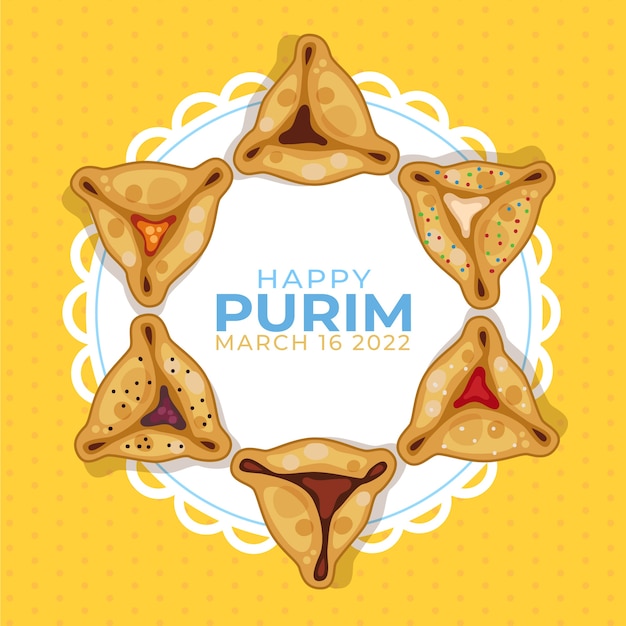 Płaska ilustracja purim