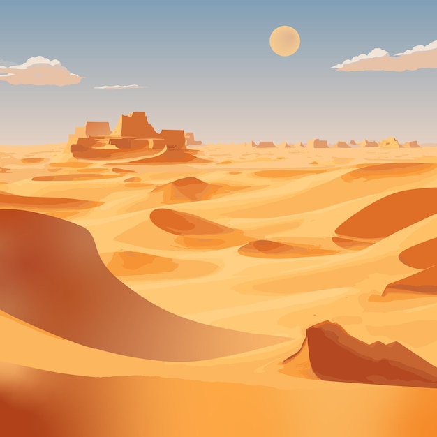 Płaska Ilustracja Pustyni Arabskiej