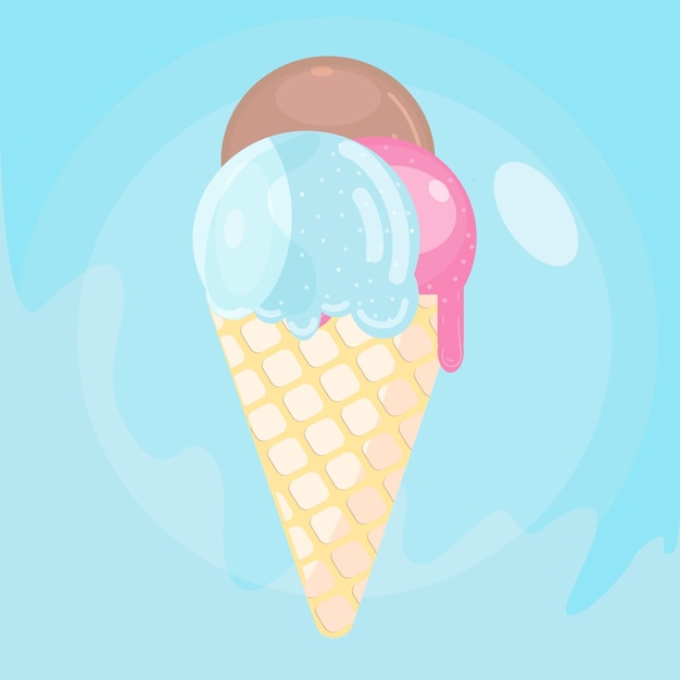 Płaska Ilustracja Pyszne Lody