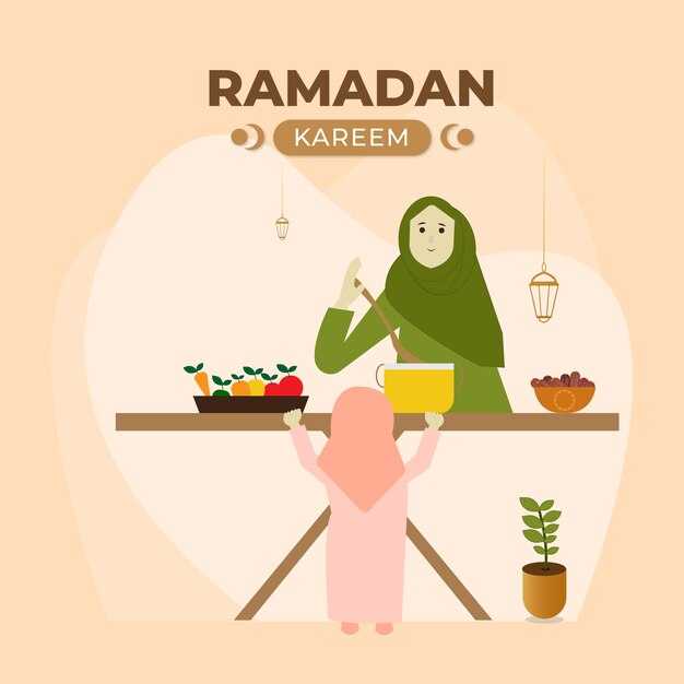 Płaska ilustracja Ramadan Ramadan kareem