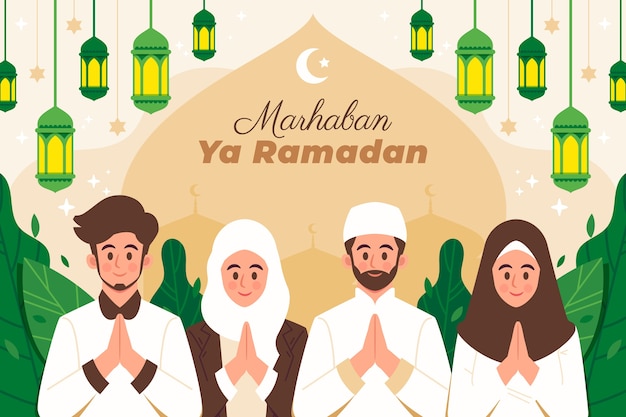 Płaska Ilustracja Ramadan