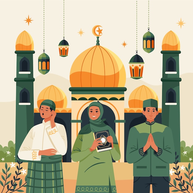 Płaska Ilustracja Ramadanu