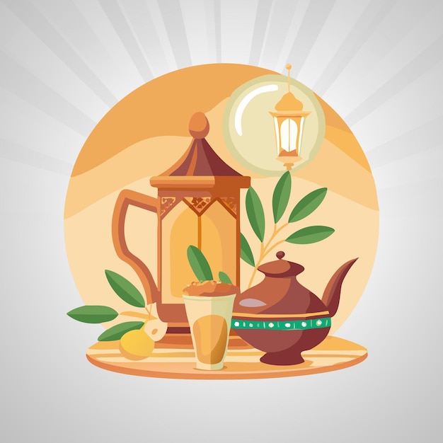 Płaska ilustracja Ramadanu