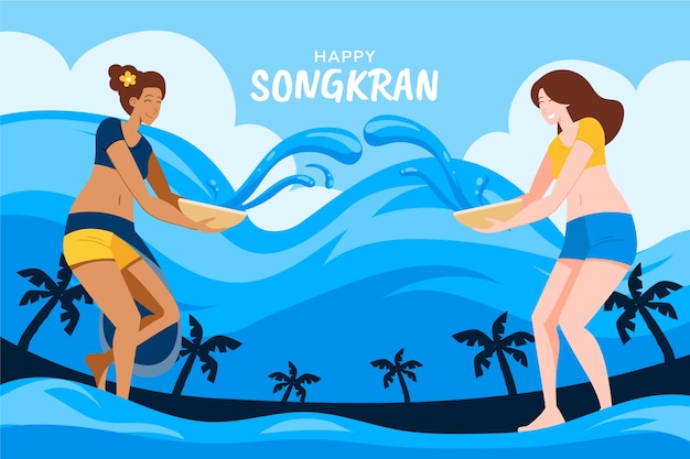 Płaska Ilustracja Songkran