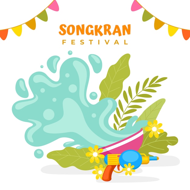 Płaska Ilustracja Songkran