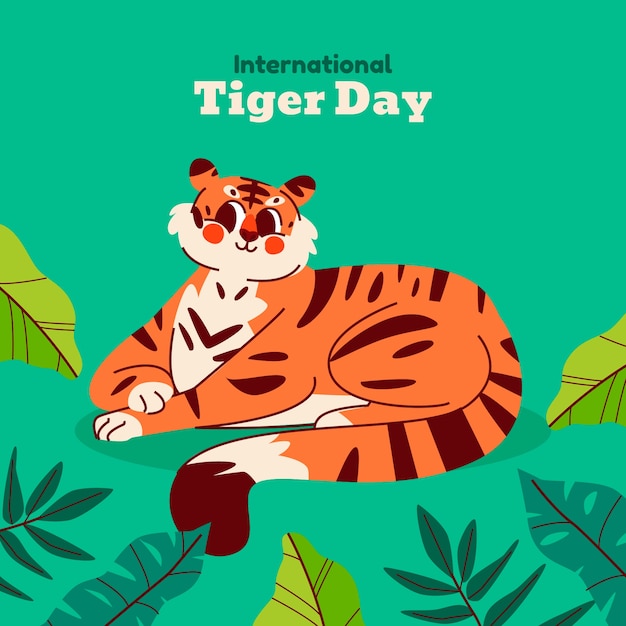 Płaska Ilustracja świadomości Międzynarodowego Dnia Tygrysa