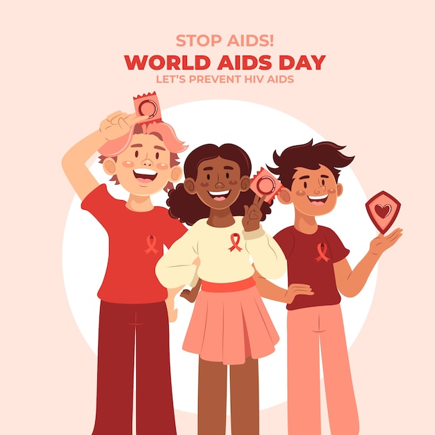 Płaska ilustracja Światowego Dnia AIDS