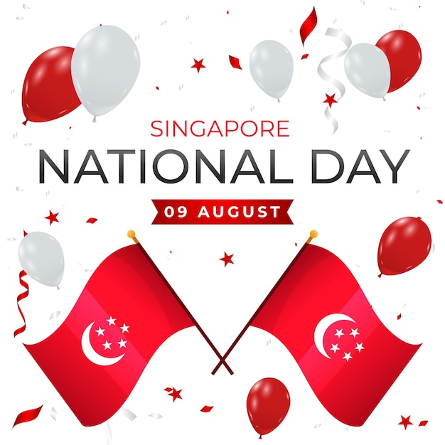 Płaska Ilustracja święta Narodowego Singapuru