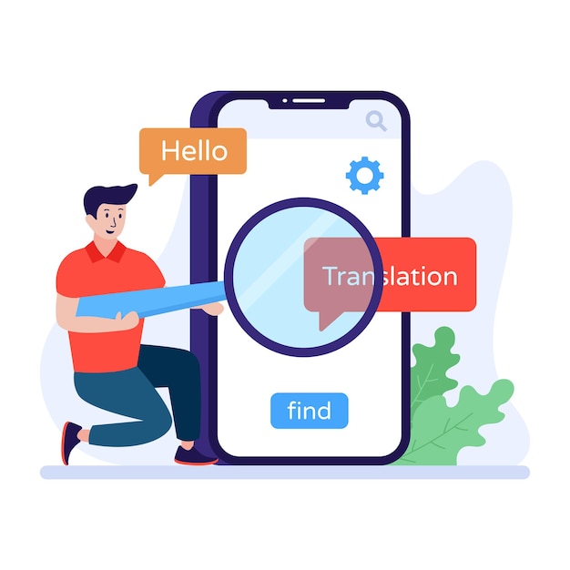 Płaska Ilustracja Tłumaczenia Jest Dostępna Do Użytku Premium