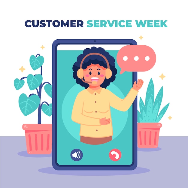 Płaska Ilustracja Tygodnia Obsługi Klienta