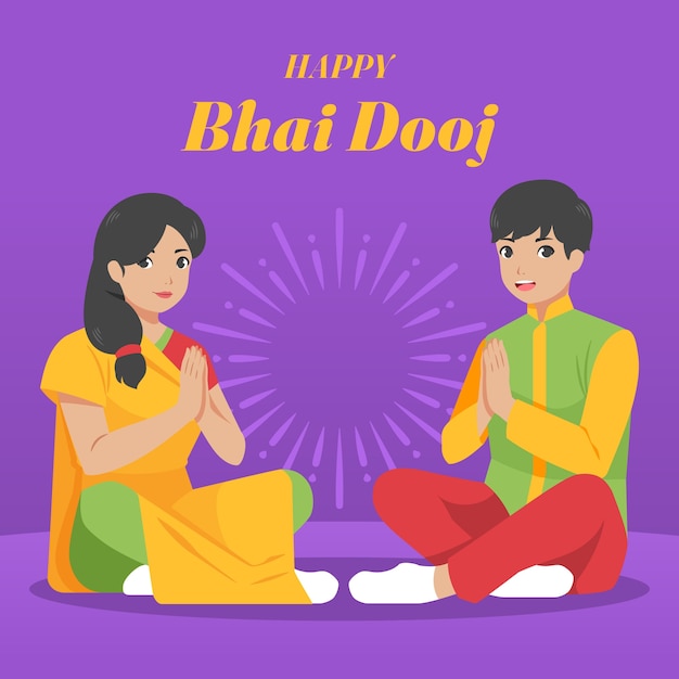 Plik wektorowy płaska ilustracja uroczystości festiwalu bhai dooj