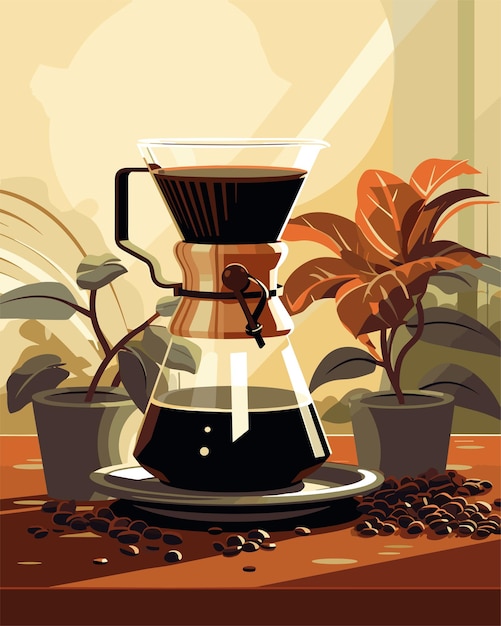 Płaska ilustracja wektorowa alternatywnej kawy Wysoka jakość