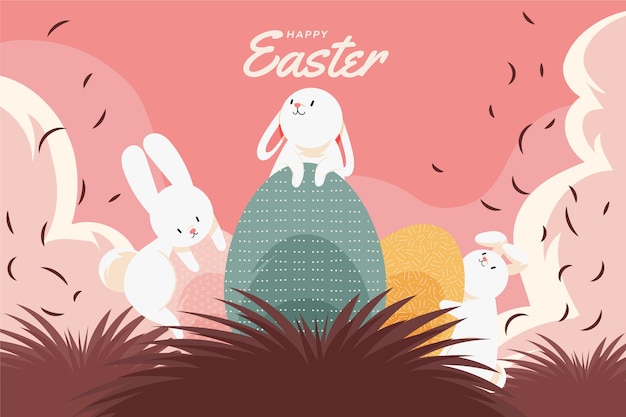 Płaska ilustracja wielkanocna
