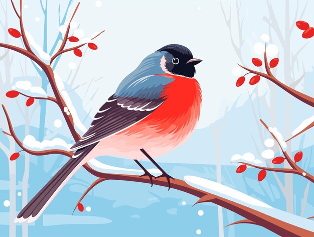Plik wektorowy płaska ilustracja zimowego ptaka. wysoka jakość