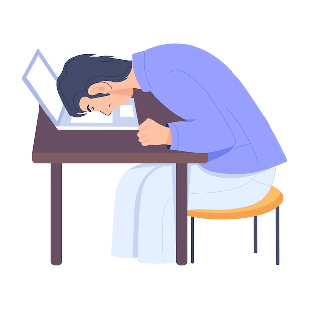 Plik wektorowy płaska ilustracja zmęczonego pracownika