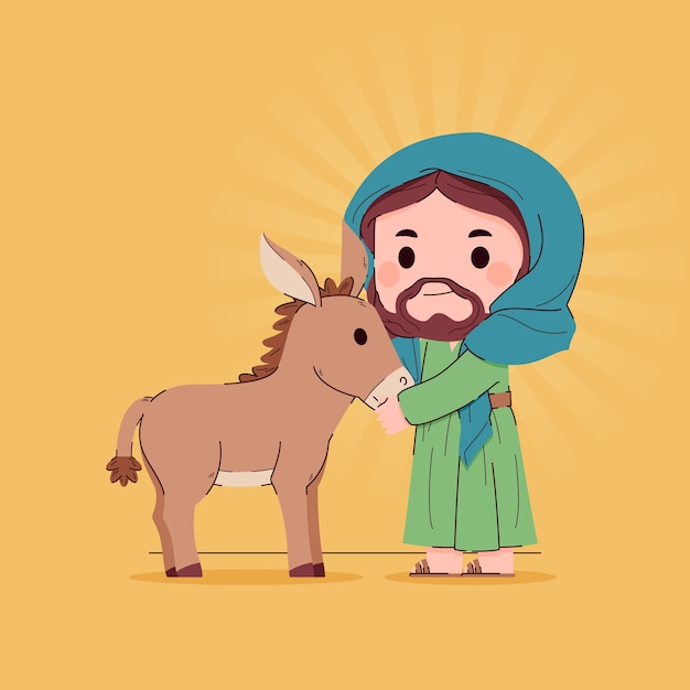 Płaska kawaii jezus ilustracja