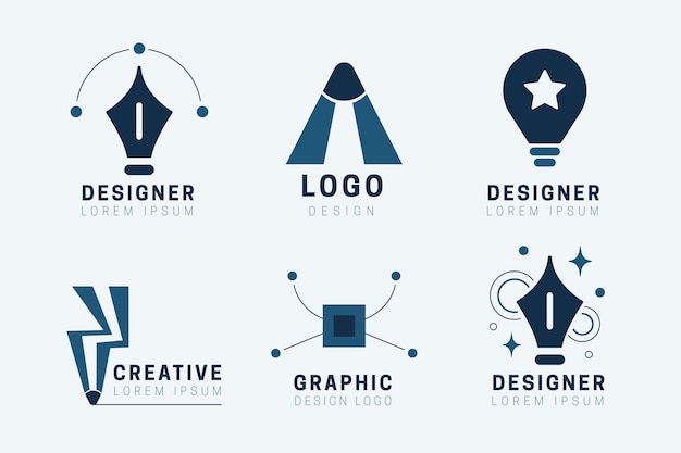 Płaska kolekcja logo projektanta graficznego