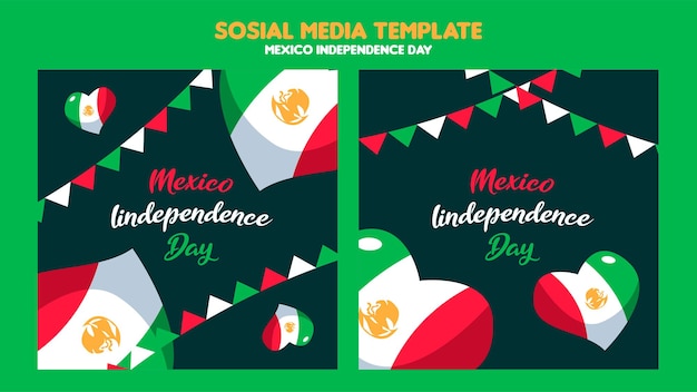 Płaska Kolekcja Meksyku Dzień Niepodległości Kolekcja Postów Na Instagramie