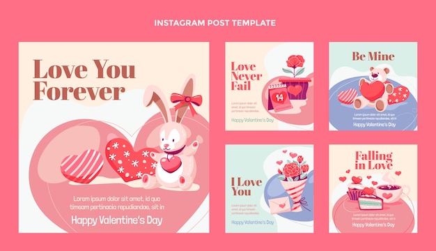 Płaska Kolekcja Opowiadań Walentynkowych Na Instagramie