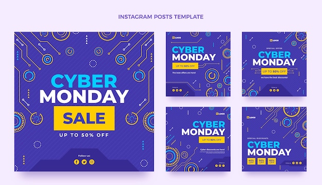 Płaska Kolekcja Postów Na Instagramie Cyber Poniedziałek