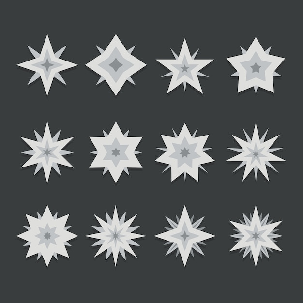 Plik wektorowy płaska kolekcja srebrnych gwiazdek