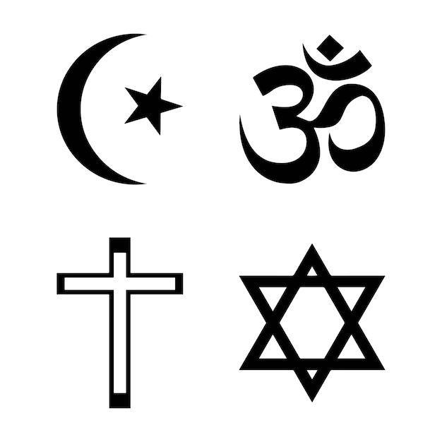 Płaska kolekcja symboli religijnych na tematy wielokulturowe