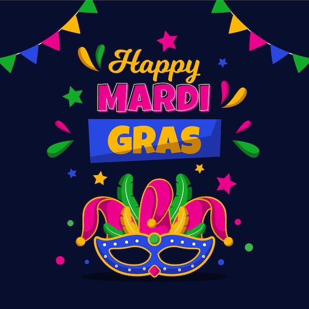 Płaska koncepcja mardi gras