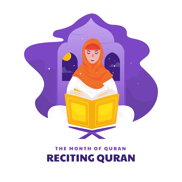 Płaska Konstrukcja Czytania Koranu Podczas Koncepcji Nocy Ramadan