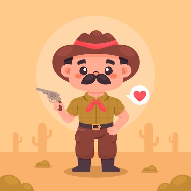 Płaska konstrukcja gaucho ilustracja kowboja