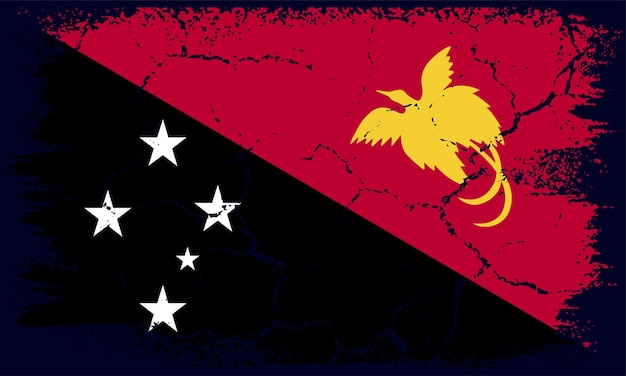 Plik wektorowy płaska konstrukcja grunge flaga papui-nowej gwinei