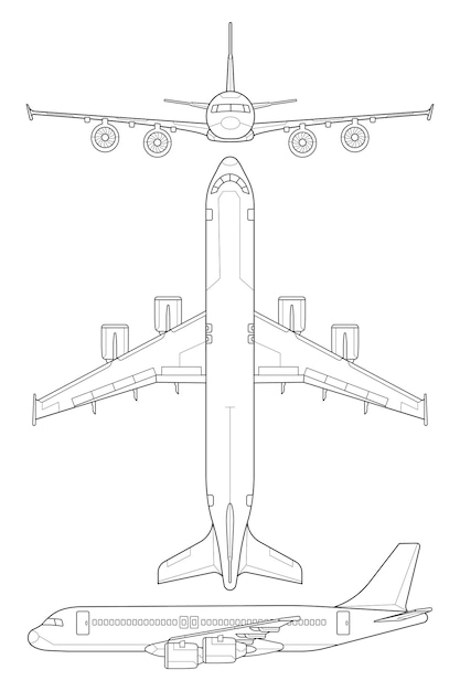 Płaska konstrukcja ilustracja kontur samolotu