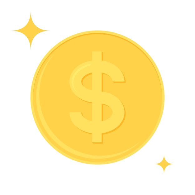 Płaska Konstrukcja Ilustracja Złotej Monety Dolara Koncepcja Biznesu I Finansów