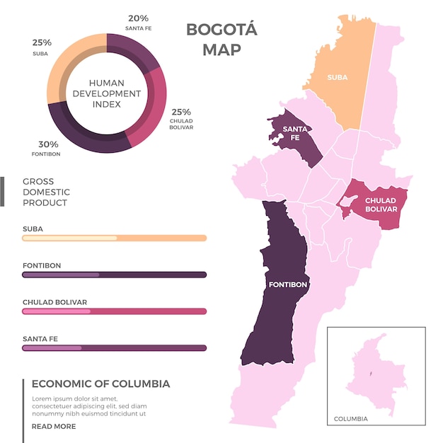 Płaska Konstrukcja Ilustracji Mapy Bogota