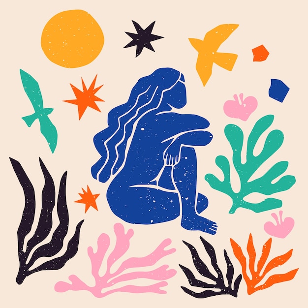 Płaska konstrukcja ilustracji w stylu matisse