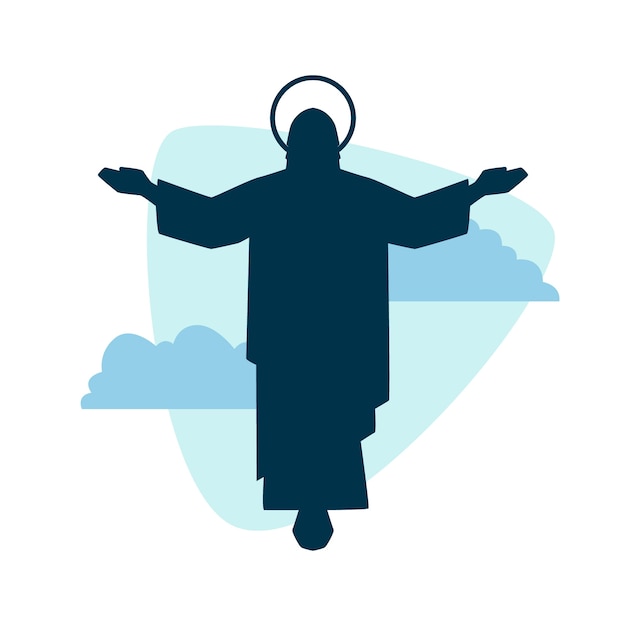 Płaska konstrukcja jezus sylwetka ilustracja