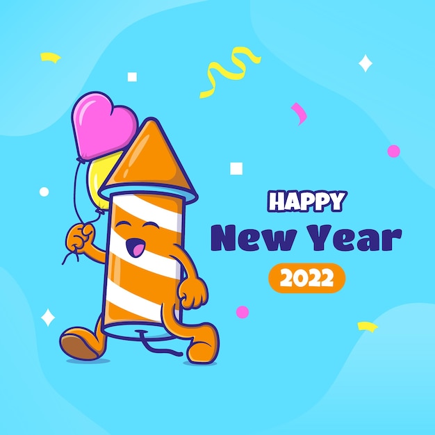 Płaska Konstrukcja Kartki Z życzeniami Szczęśliwego Nowego Roku. Ilustracja Wektorowa Wektor Premium