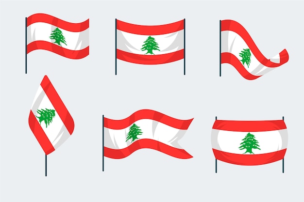 Plik wektorowy płaska konstrukcja kolekcji flagi libańskiej