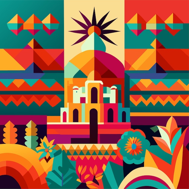 Płaska konstrukcja kolorowego meksykańskiego tła