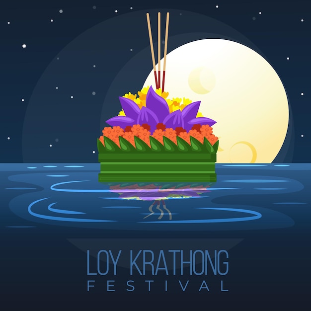 Płaska Konstrukcja Koncepcja Loy Krathong