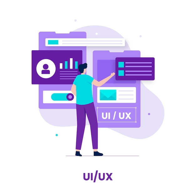 Płaska konstrukcja koncepcji projektowej ui ux. Ilustracja do stron internetowych, stron docelowych, aplikacji mobilnych, plakatów i banerów