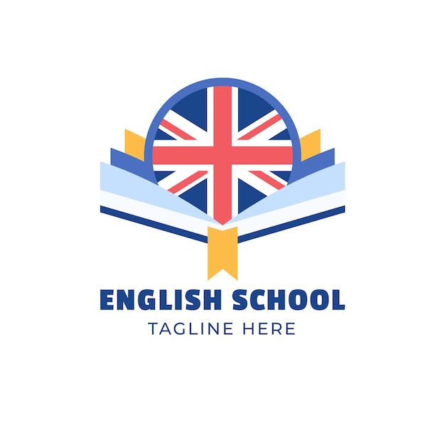 Płaska konstrukcja logo angielskiej szkoły