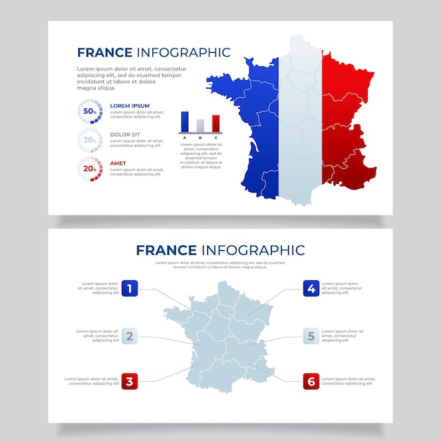 Plik wektorowy płaska konstrukcja mapa francji infographic